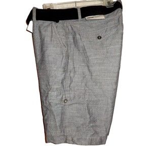 GUESS Men's 36 (38 x 9 1/2) Sonny Textured Cargo Shorts Belted At The Knee Gray